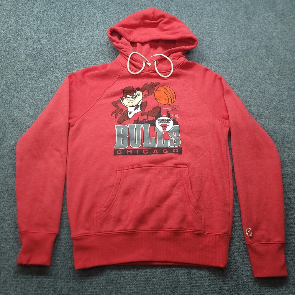 Homage Chicago Bulls Space Jam Taz Hoodie Red Small Raglan Sweatshirt NBA